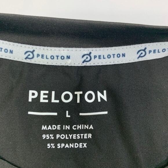 Peloton T Shirt Mens L Large Black Stretch Moisture Wicking Century Club Cycling - Picture 5 of 12